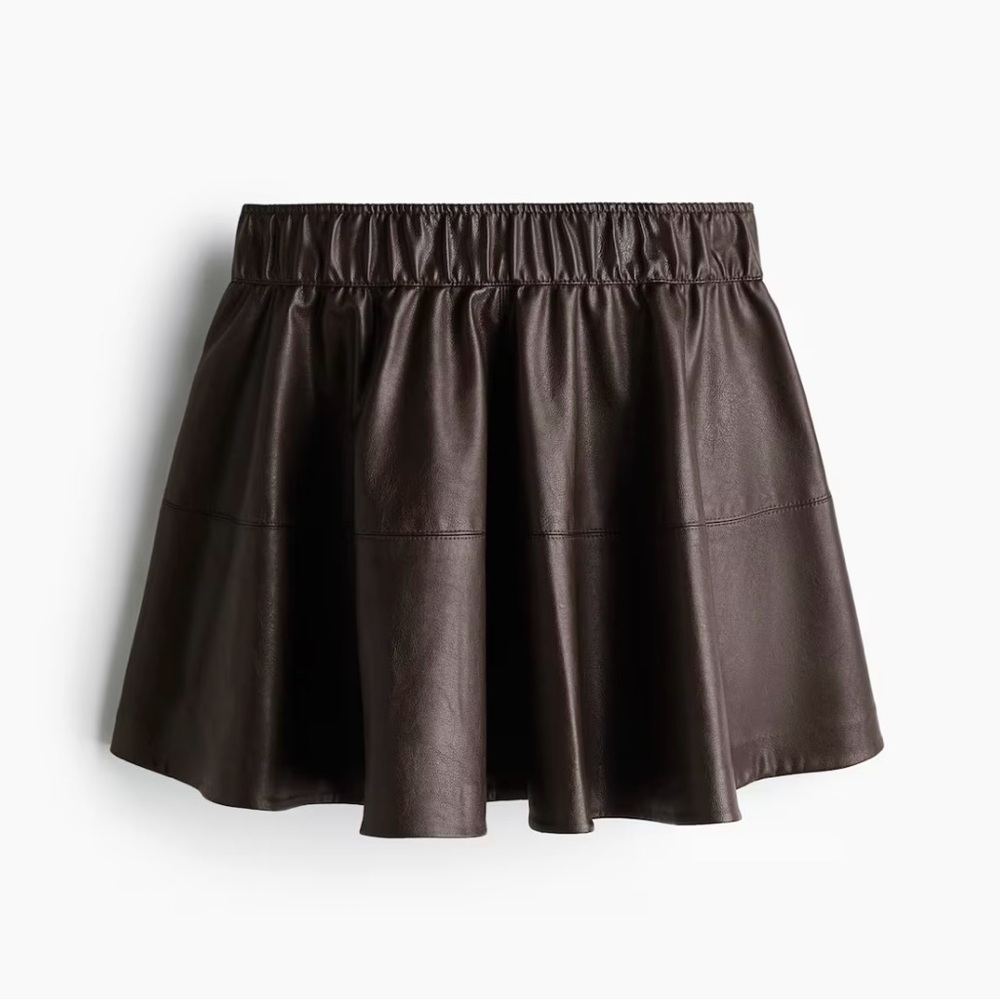 H&M Elegant Dark Brown Faux Leather Skirt